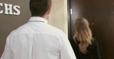 The receptionist told him he'd be better waiting for her at the desk but, he just HAD to see her immediately. Gifs