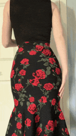 Long skirt, no panties, fishnets with butt plug inserted Gifs