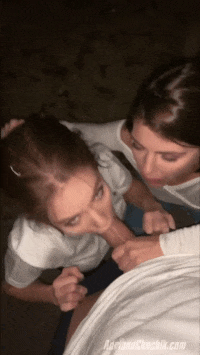 Girlfriend and her friend sharing my big cock Gifs
